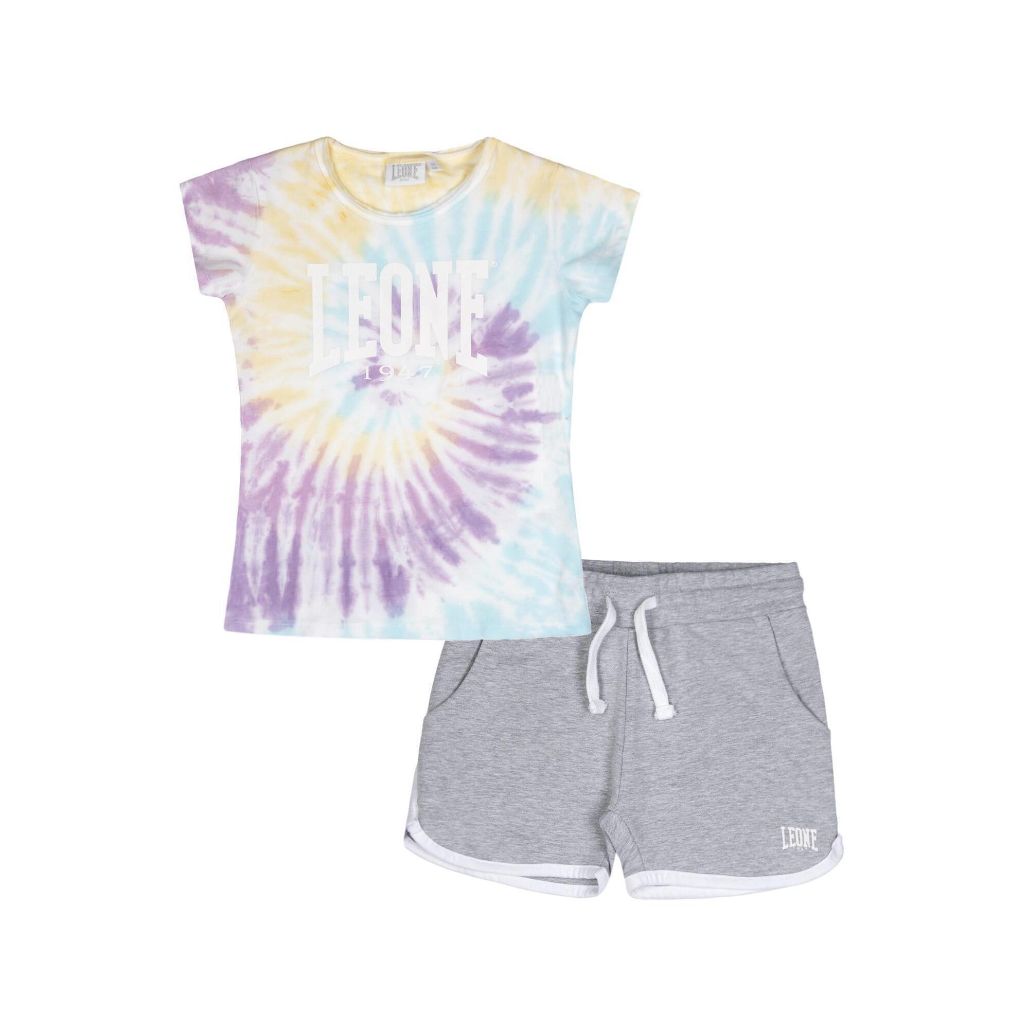Leone 1947 Apparel - Ensemble Fille Composé D'Un T-shirt Et D'Un Short En Coton Leone Rainbow - Survêtement - Gris|multicolore -  4 À 6 Ans - Decathlon