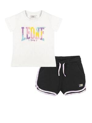 Mädchenset mit Leone Rainbow-Baumwoll-T-Shirt und Shorts