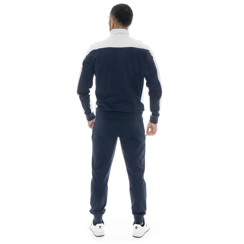 Trening bărbătesc Leone Basic din bumbac neperforat, cu guler și fermoar
