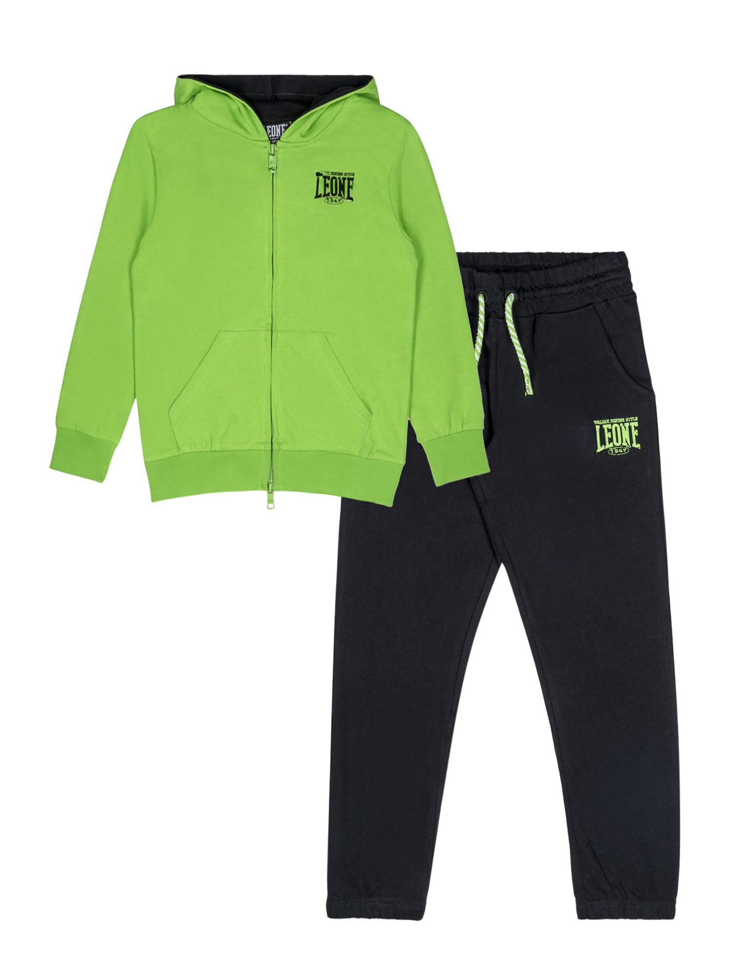 LEONE 1947 APPAREL Tuta da bambino in cotone non garzato con cappuccio e zip Leone Boxing