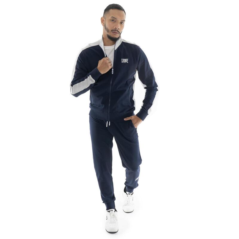 Trening bărbătesc Leone Basic din bumbac neperforat, cu guler și fermoar