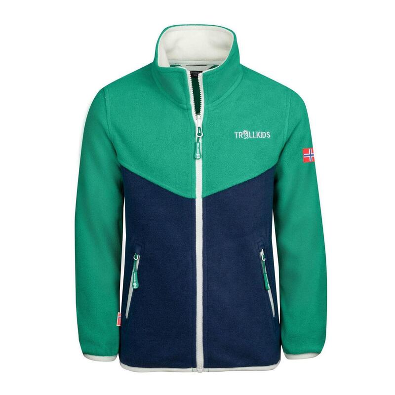 Veste polaire enfant Oppdal XT respirante isolante Vert Poivre/Bleu Marine