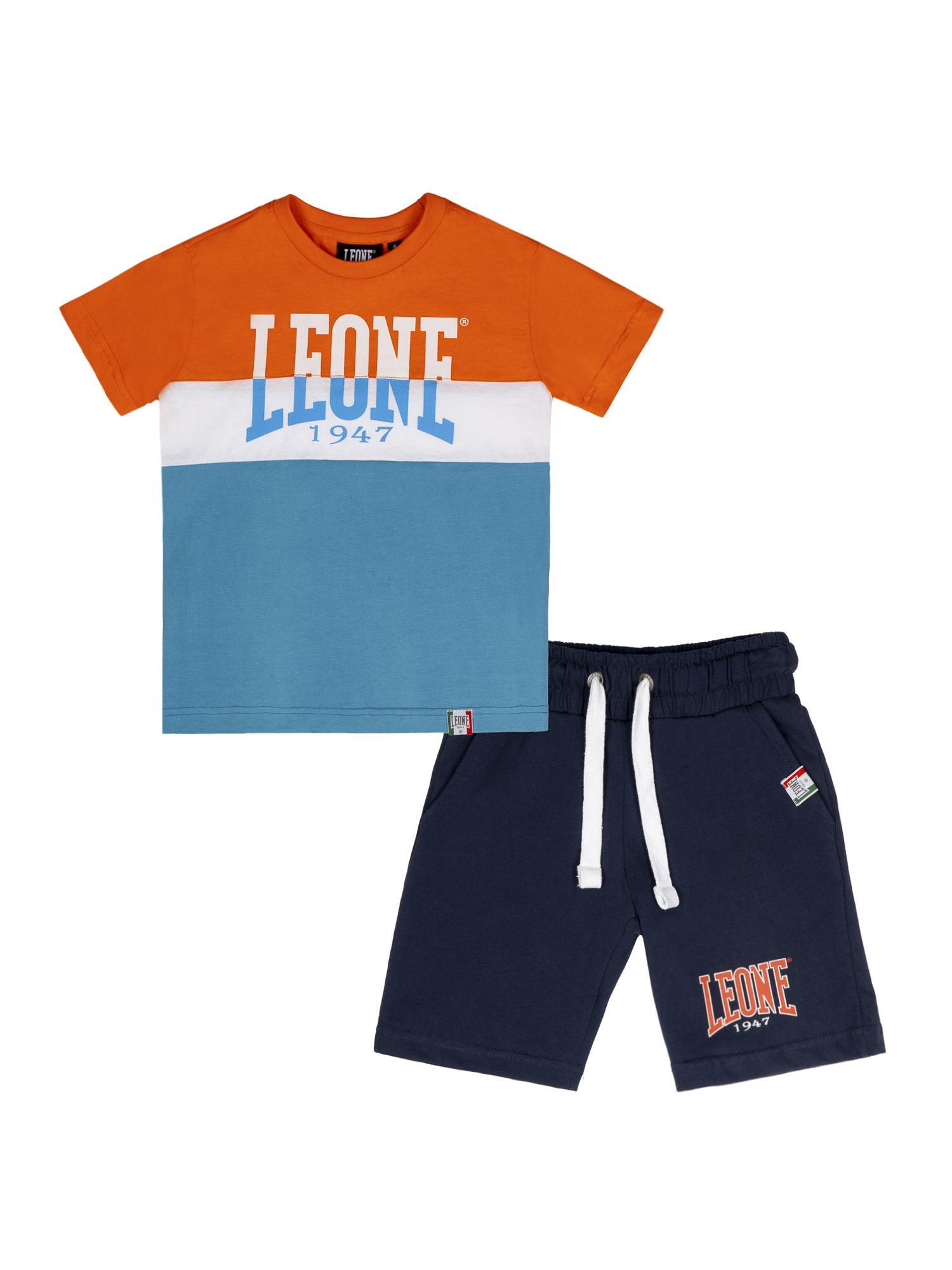LEONE 1947 APPAREL Set da bambino con t-shirt e pantaloncini in cotone Leone New Basic