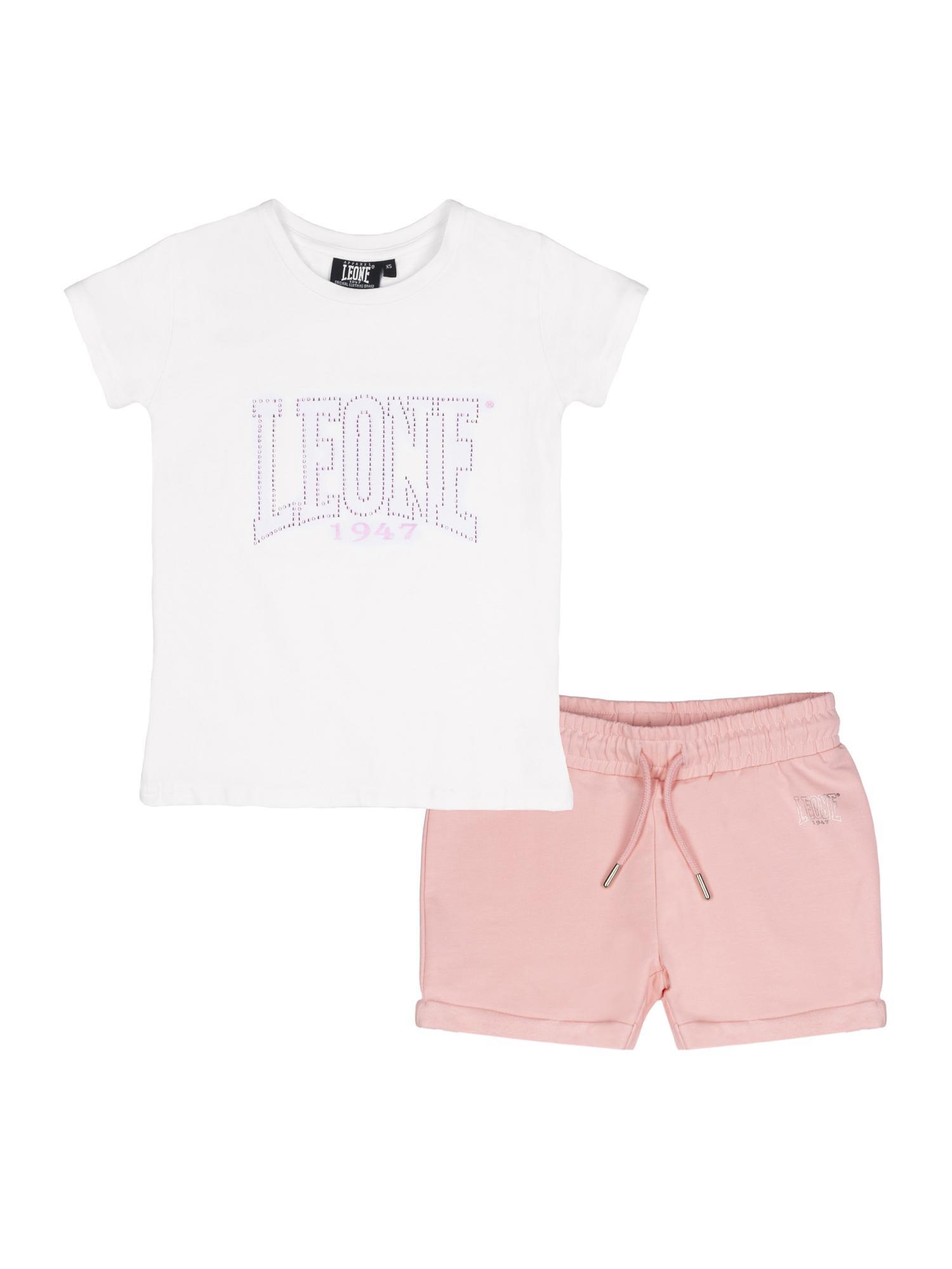 Conjunto de t-shirt e calções leone shiny de algodão para menina
