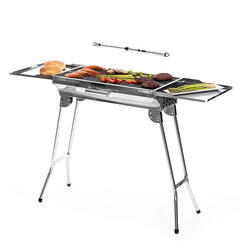 Pack Barbecue au Charbon de Bois Pliable en Acier Inoxydable et Briquet Électriq