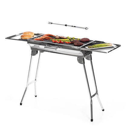 Pack Barbecue au Charbon de Bois Pliable en Acier Inoxydable et Briquet Électriq