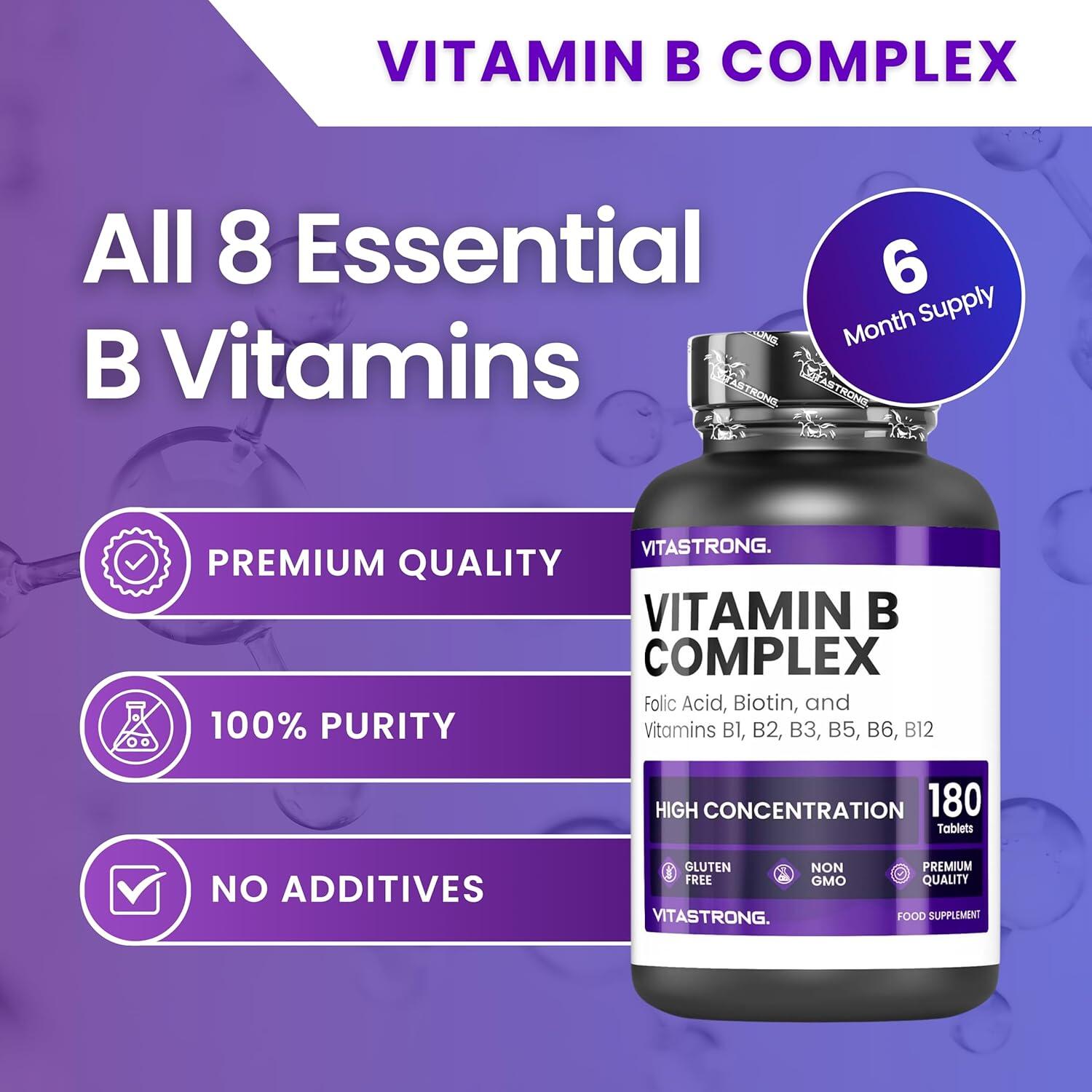 Vitamina B Complex ad Alto Dosaggio - 180 Compresse di Vitamine Gruppo B 2/6