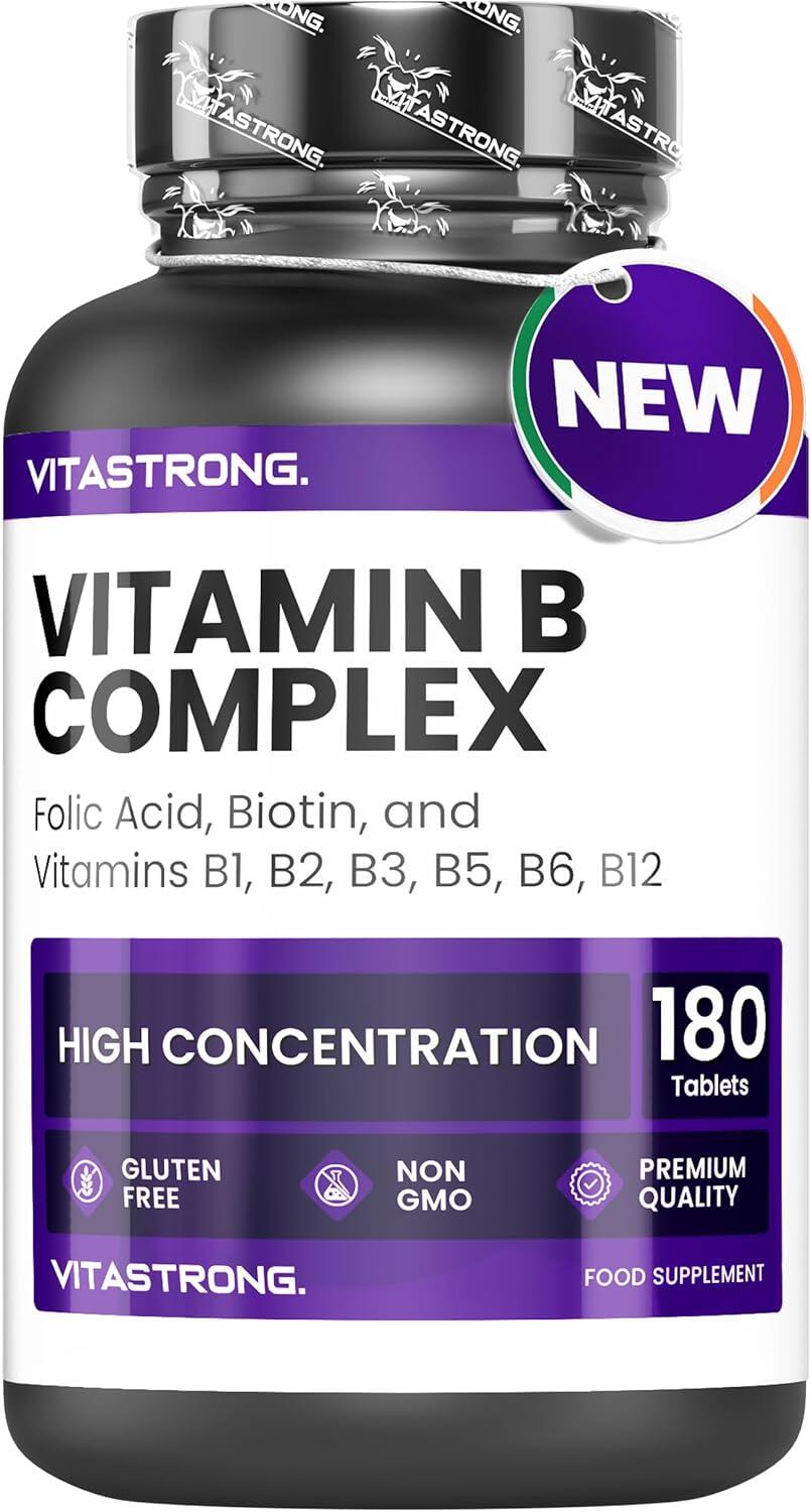 VITASTRONG Vitamina B Complex ad Alto Dosaggio - 180 Compresse di Vitamine Gruppo B