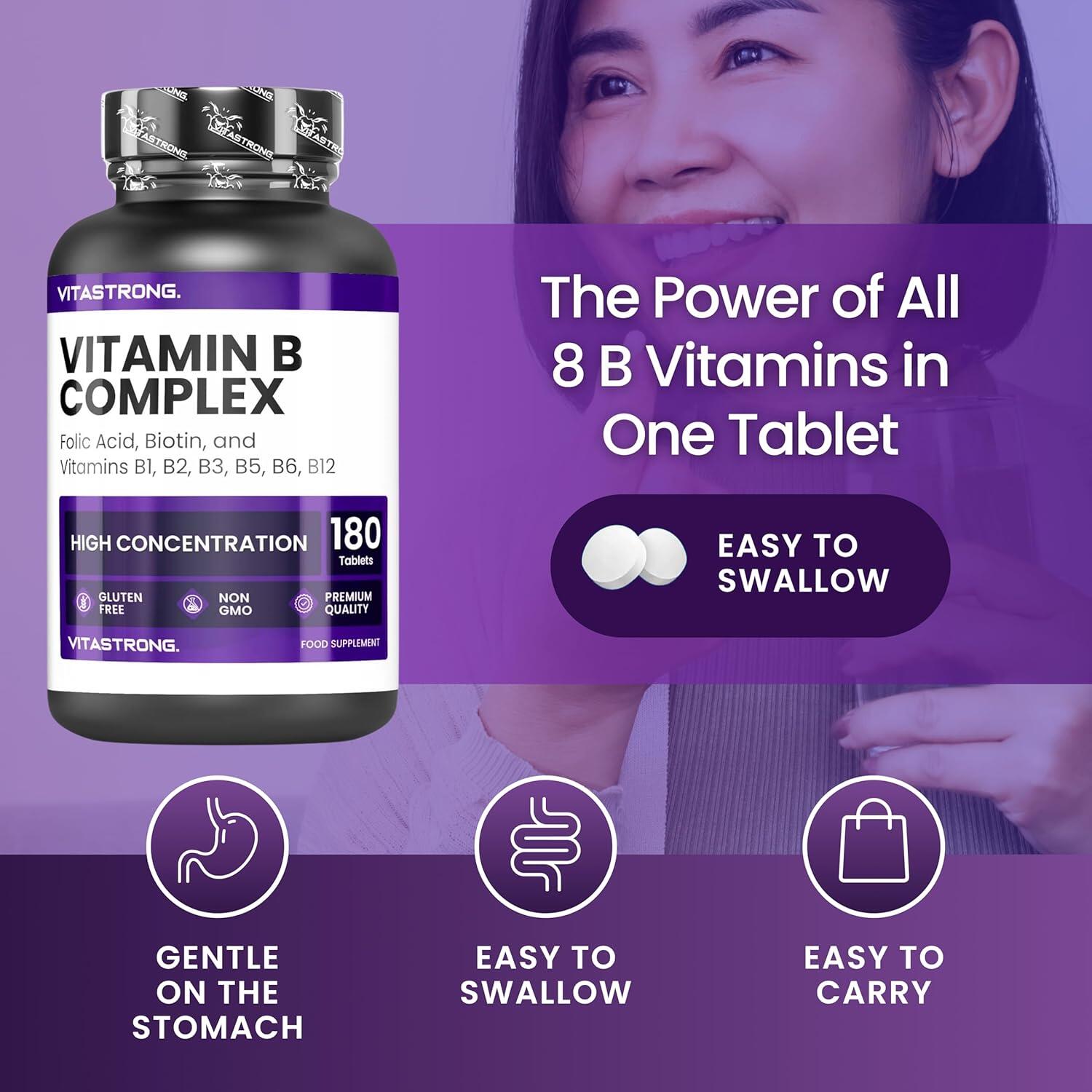 Vitamina B Complex ad Alto Dosaggio - 180 Compresse di Vitamine Gruppo B 6/6