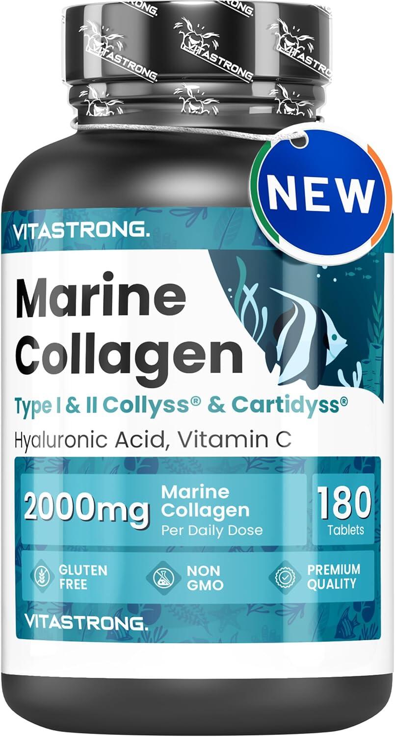 VITASTRONG Collagene marino 2000mg Tipo 1&2 (Collyss & Cartidyss) con acido ialuronico