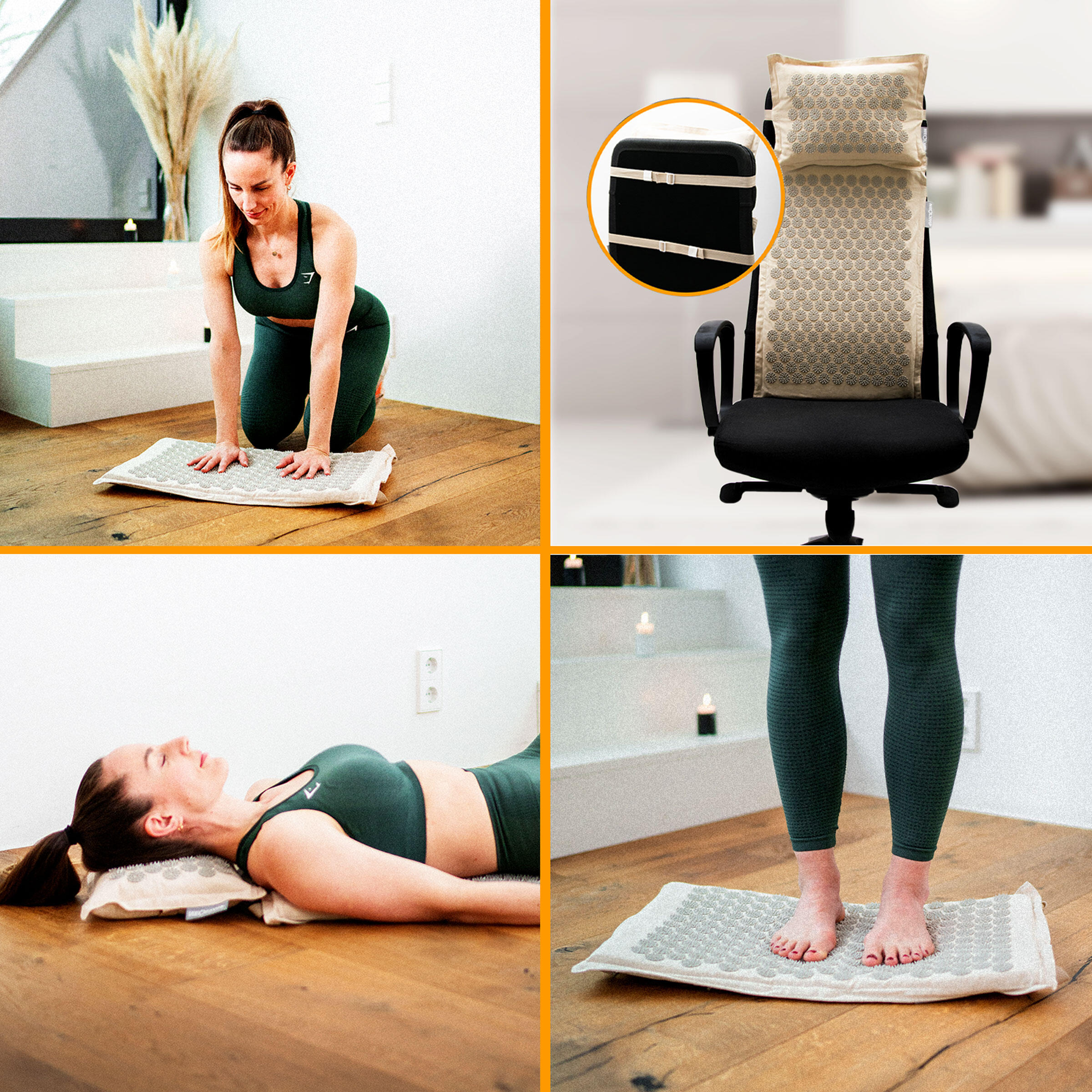Set complet d’acupression avec tapis,tapis pieds,ceinture,bandeau & exercices 7/7