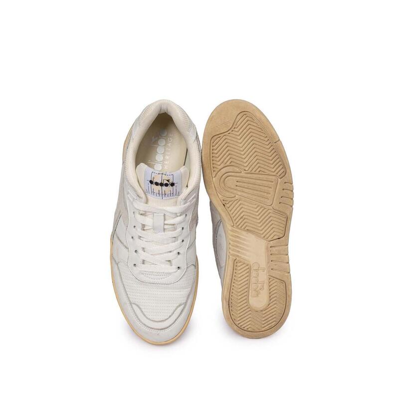 Scarpe Diadora Heritage B.560 Used - Sneaker Unisex In Pelle Bianco E Blu