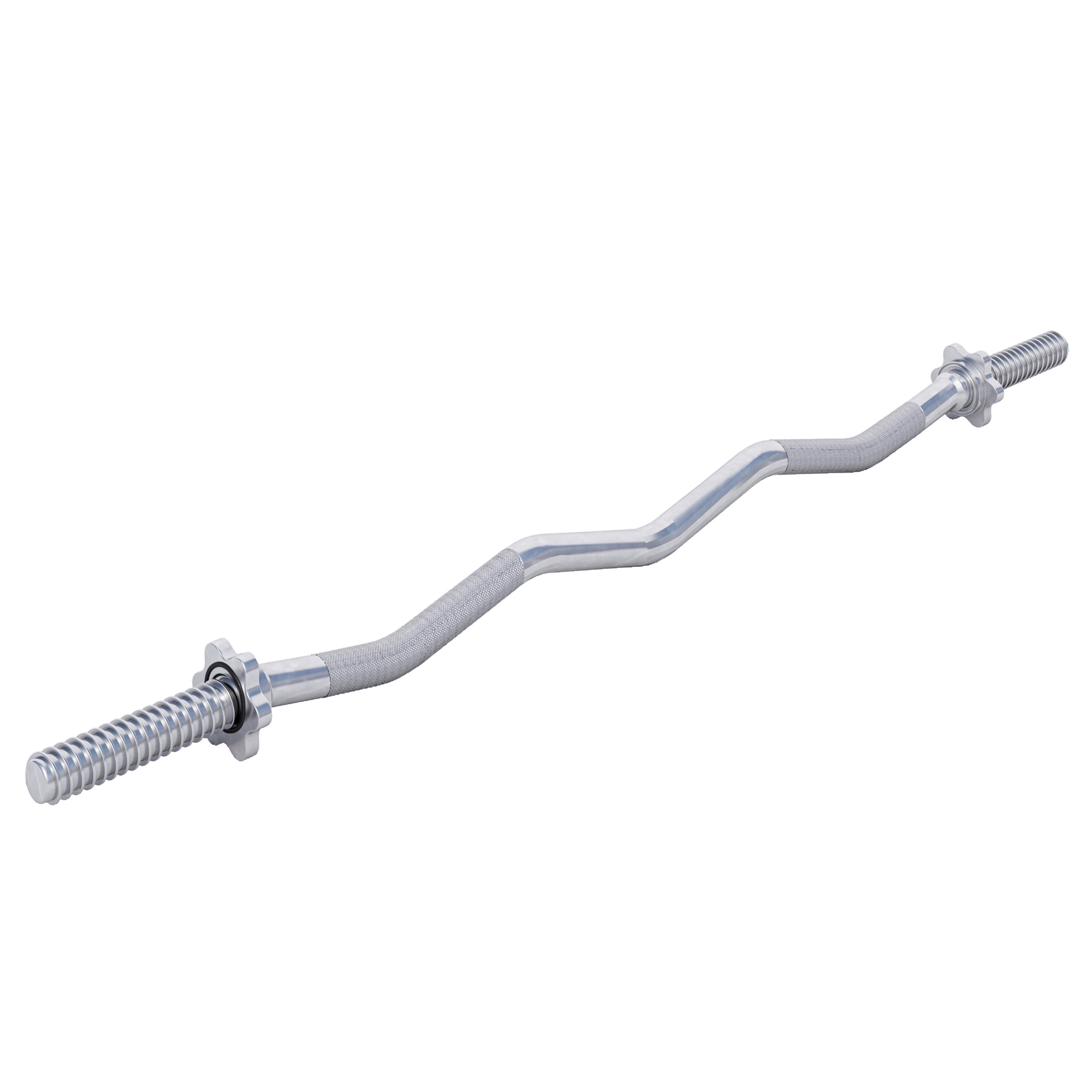 Gorilla Sports - Barre Curl 120cm | Diam 30mm | Musculation | Étoiles De Serrage - Barre D'Haltérophilie - Gris - 1 Kg - Decathlon