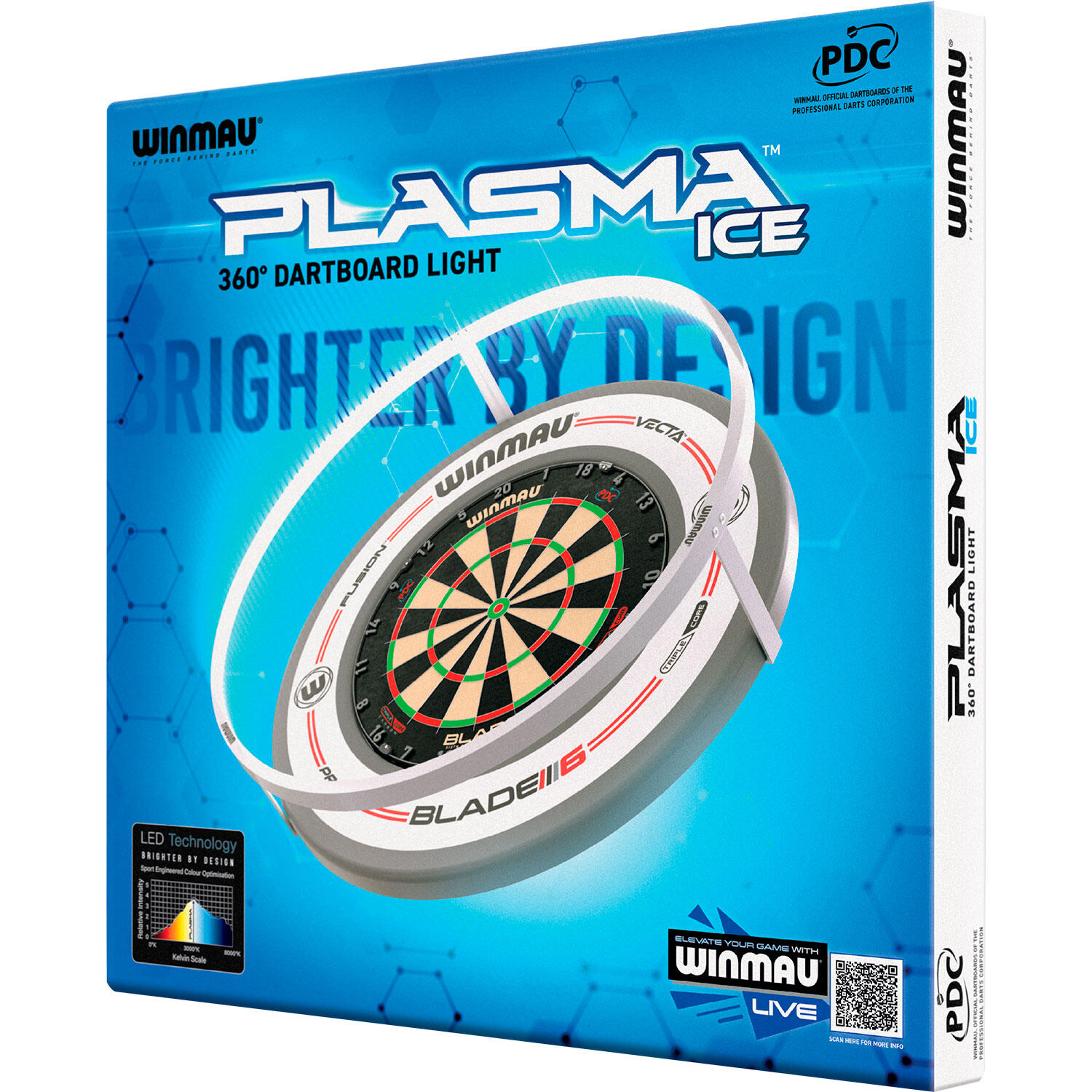 WINMAU Plasma Ice Dartboard Light - White 360 Degree Dart Board Light 5/7