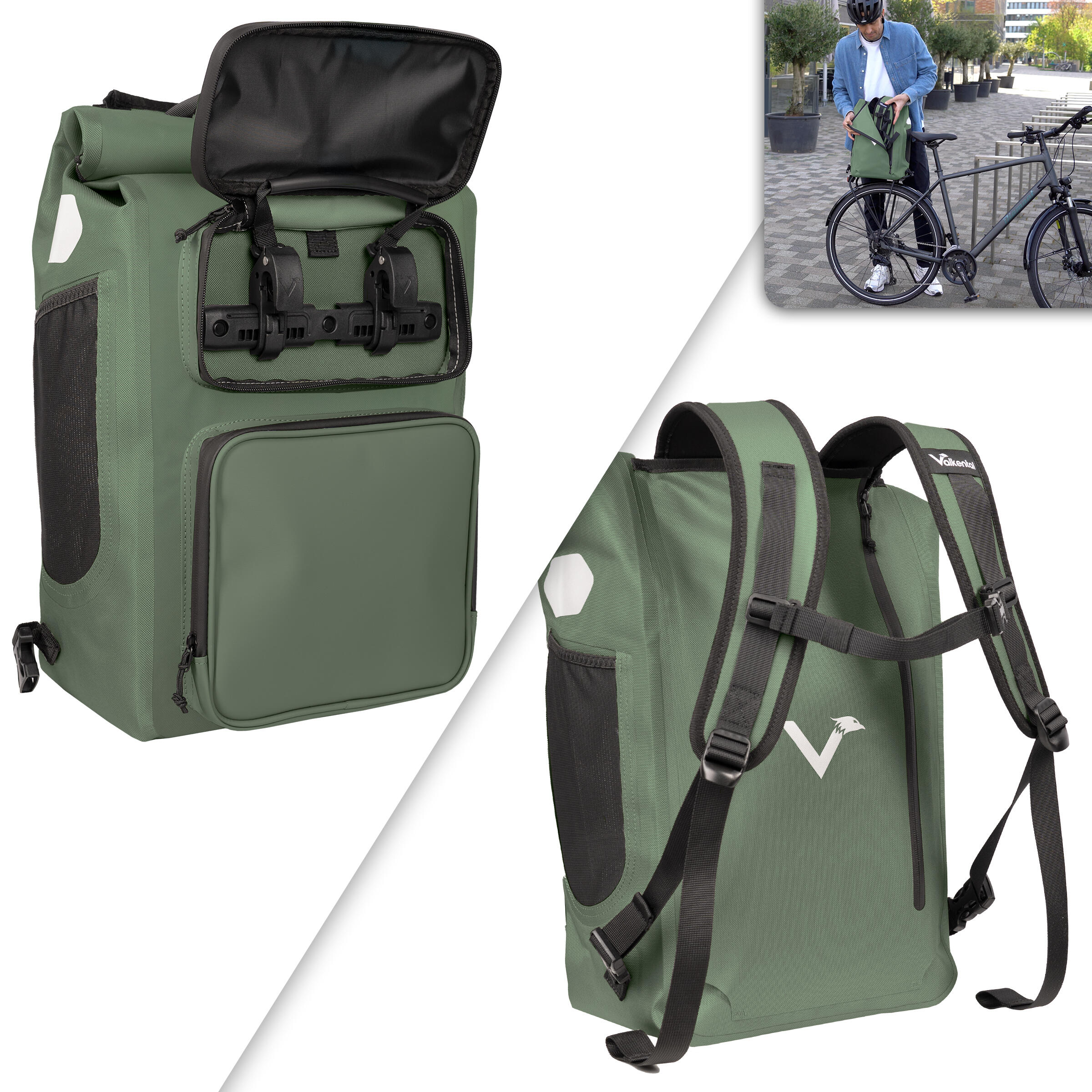 Sacoche vélo 2en1 porte-bagages sac à dos étanche 28 L - UrbanX 5/7