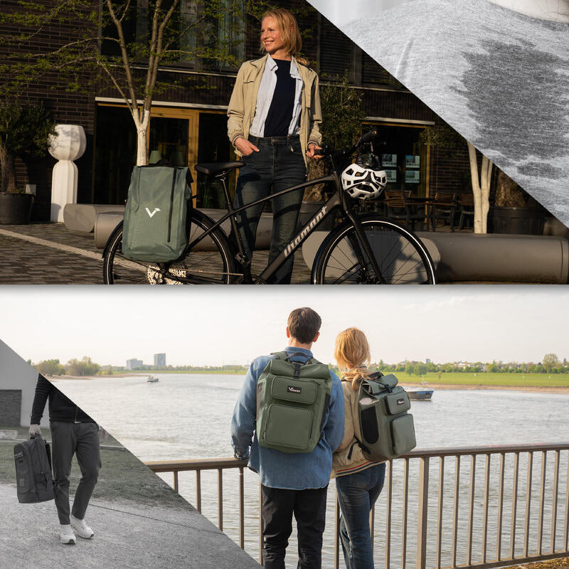 Sacoche vélo 2en1 porte-bagages sac à dos étanche 28 L - UrbanX