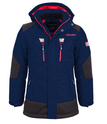 Kids winter parka narvik waterafstotend winddicht marineblauw/rood