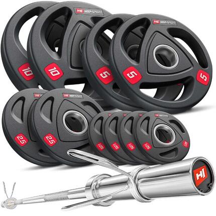 Sztanga olimpijska do treningu siłowego Hop-Sport 54kg gryf i obciążenia