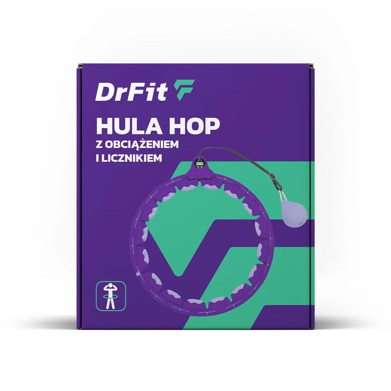Hula Hop z obciążeniem i licznikiem masujące fioletowe DrFit