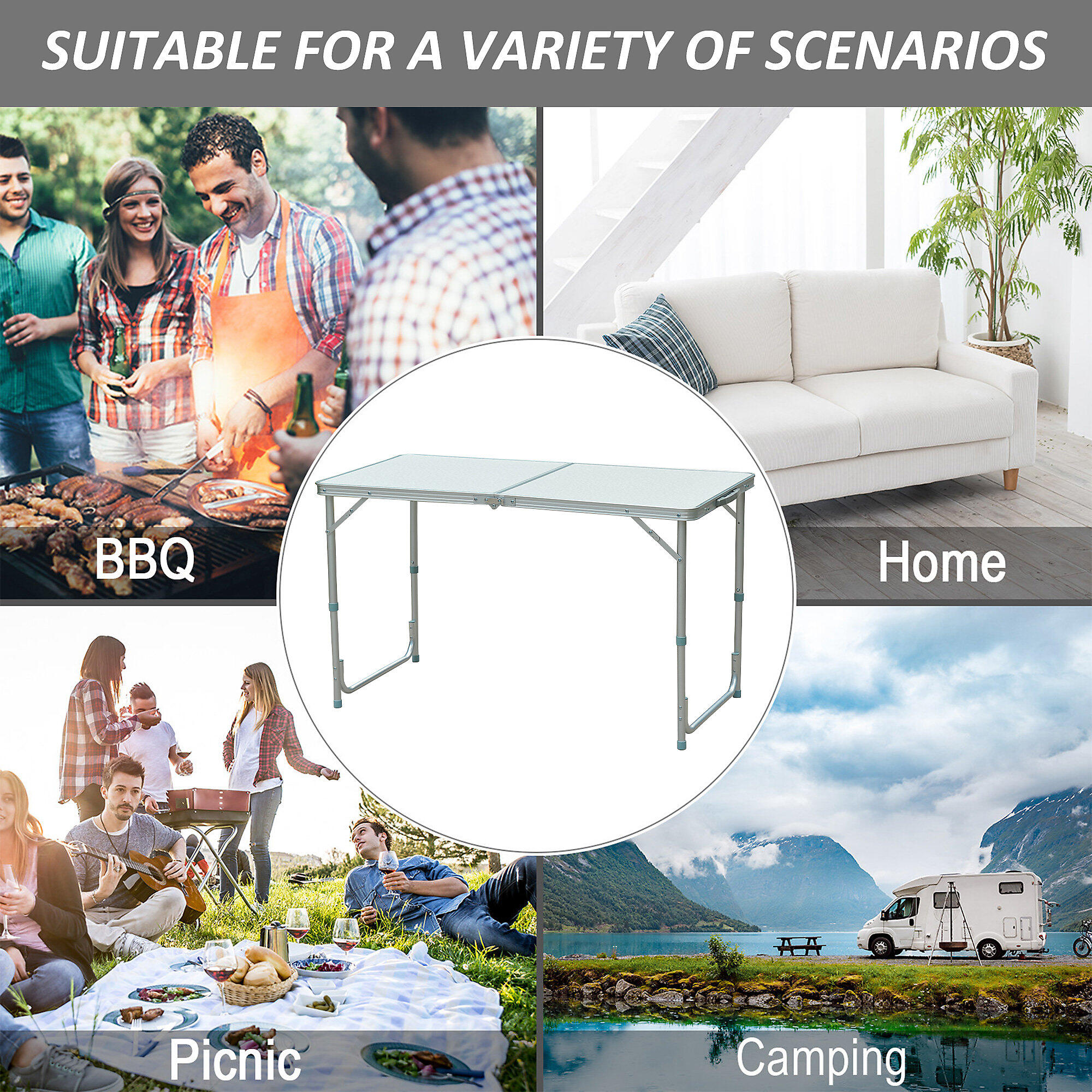 Outsunny Portable Aluminium Foldable Table 7/7