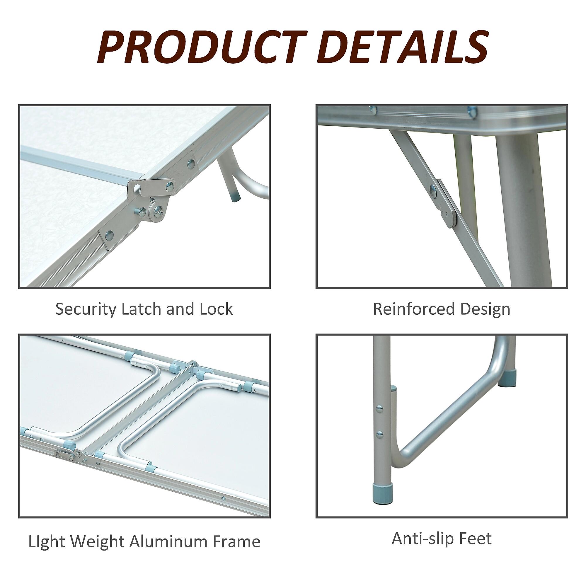 Outsunny Portable Aluminium Foldable Table 6/7