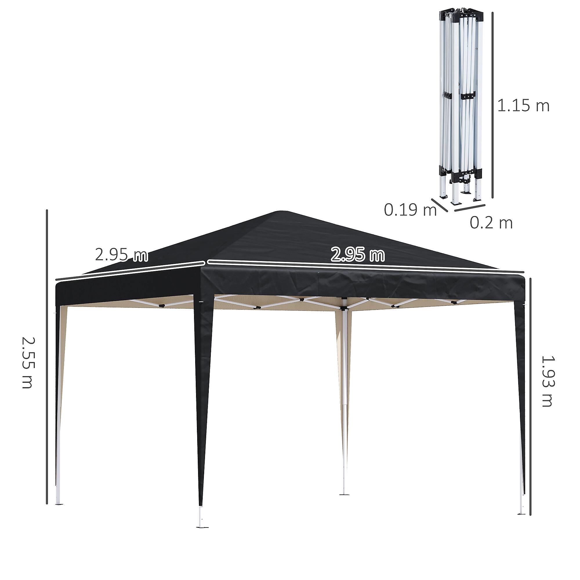 Outsunny 3 x 3m Garden Pop Up Gazebo Marquee Party Tent Wedding Canopy Black 3/7