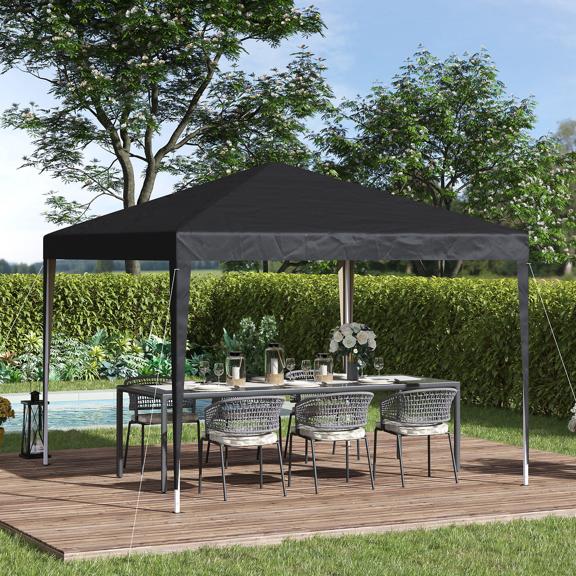 Outsunny 3 x 3m Garden Pop Up Gazebo Marquee Party Tent Wedding Canopy Black 1/7
