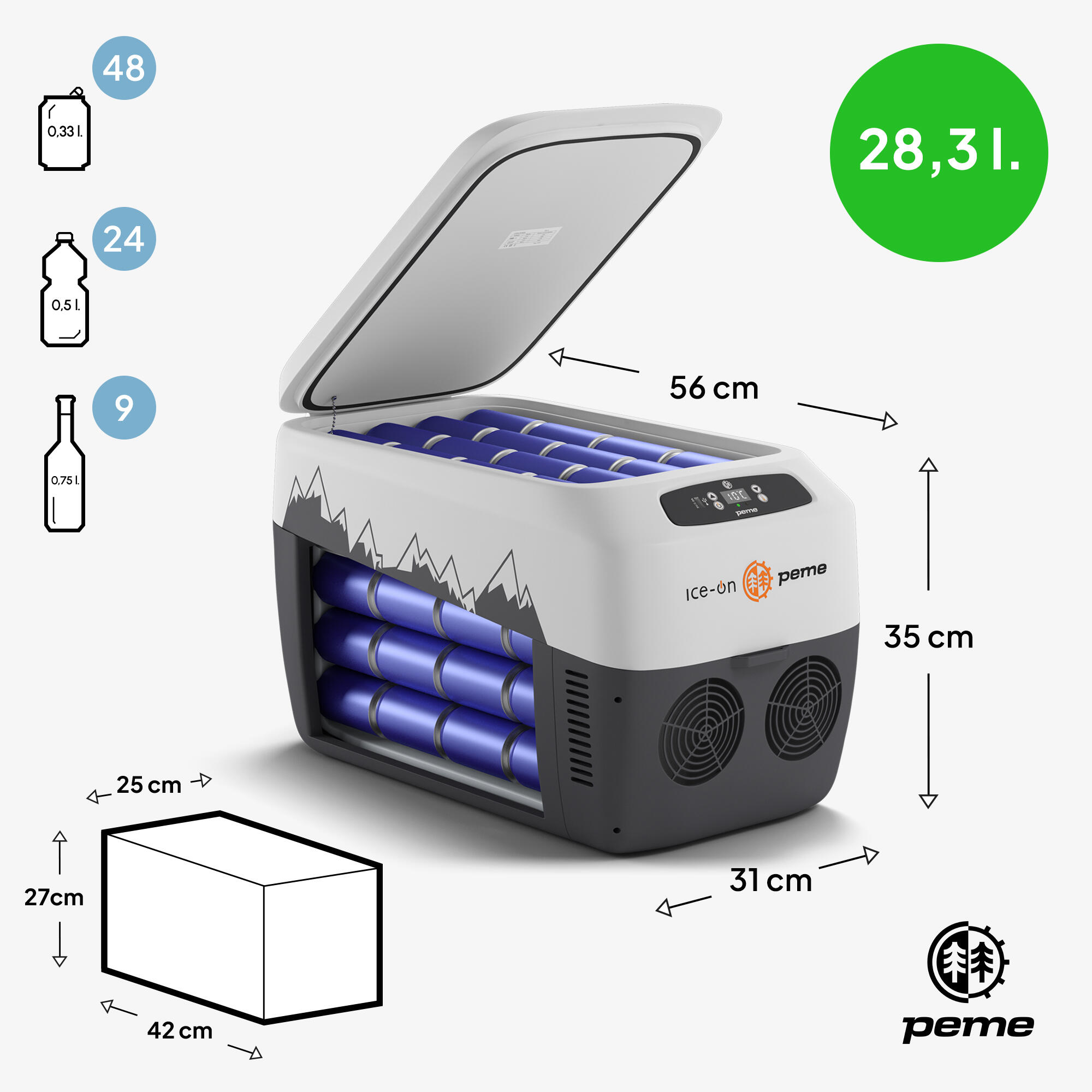 Lodówka turystyczna samochodowa kempingowa Peme Ice-on iOG-30L 12/230v