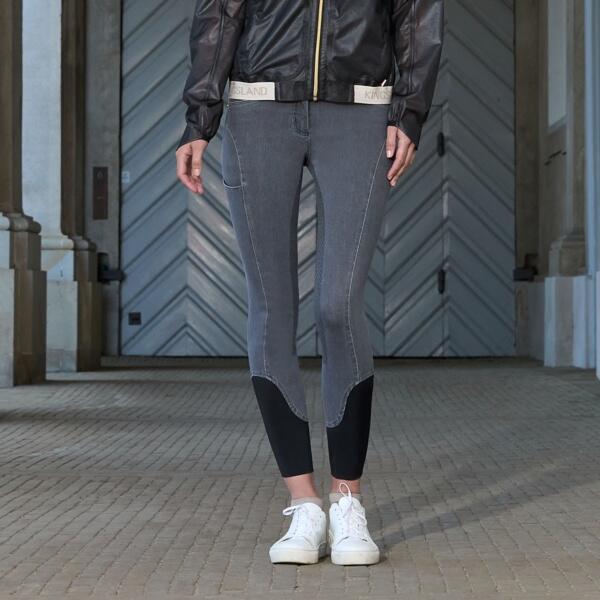 Kingsland Klkayce Dames Denim Full Grip Rijbroek Denim Gray - 3/3