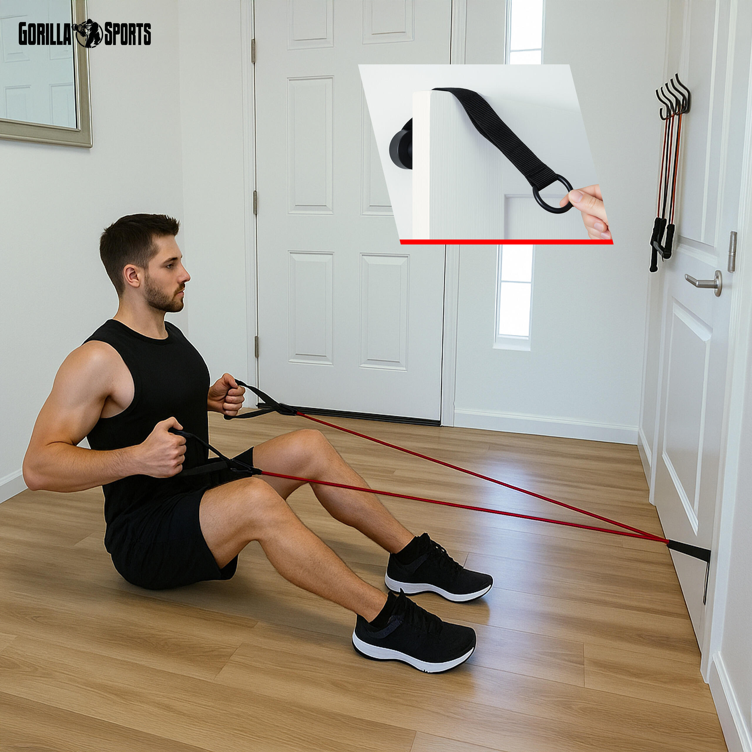 Set Barre de Pilates - Bande de Resistance Musculation avec Poteau, Fitness, Gym 7/7