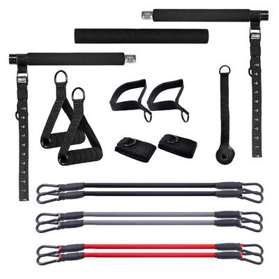 Pilates Bar Set - mit Stange. Widerstandsbänder. Hand- und Fußschlaufe. Home Gym
