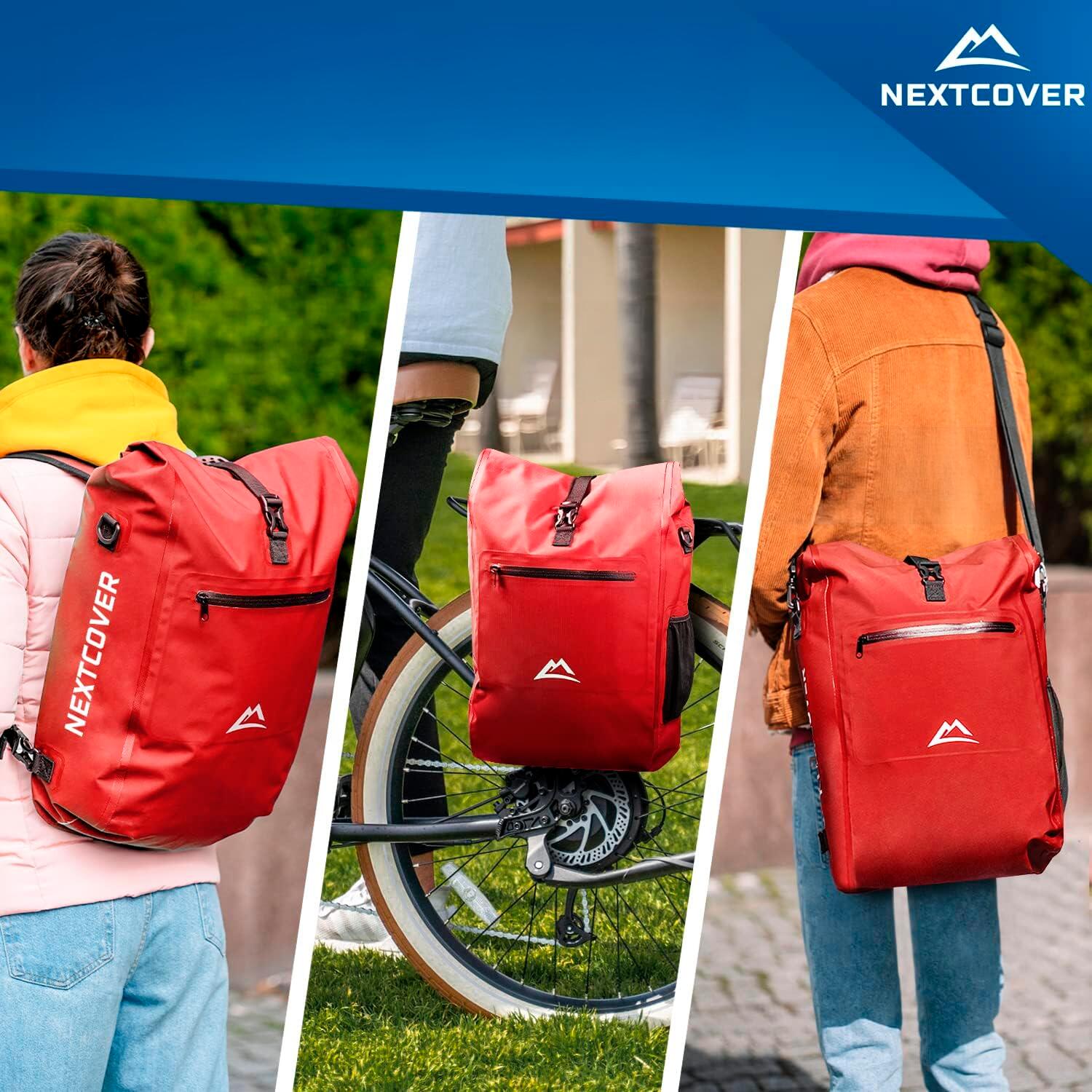 NEXTCOVER® NEU 3in1 Fahrradtasche für Gepäckträger in Rot 2/7