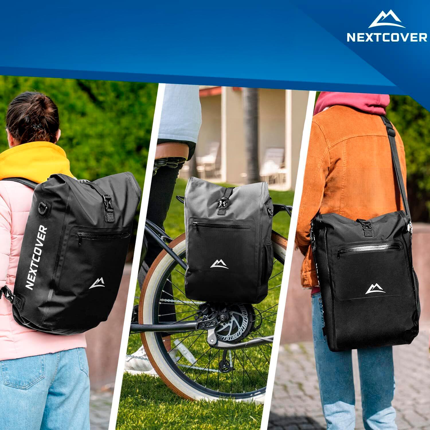 NEXTCOVER® NEU 3in1 Fahrradtasche für Gepäckträger in Schwarz 2/7