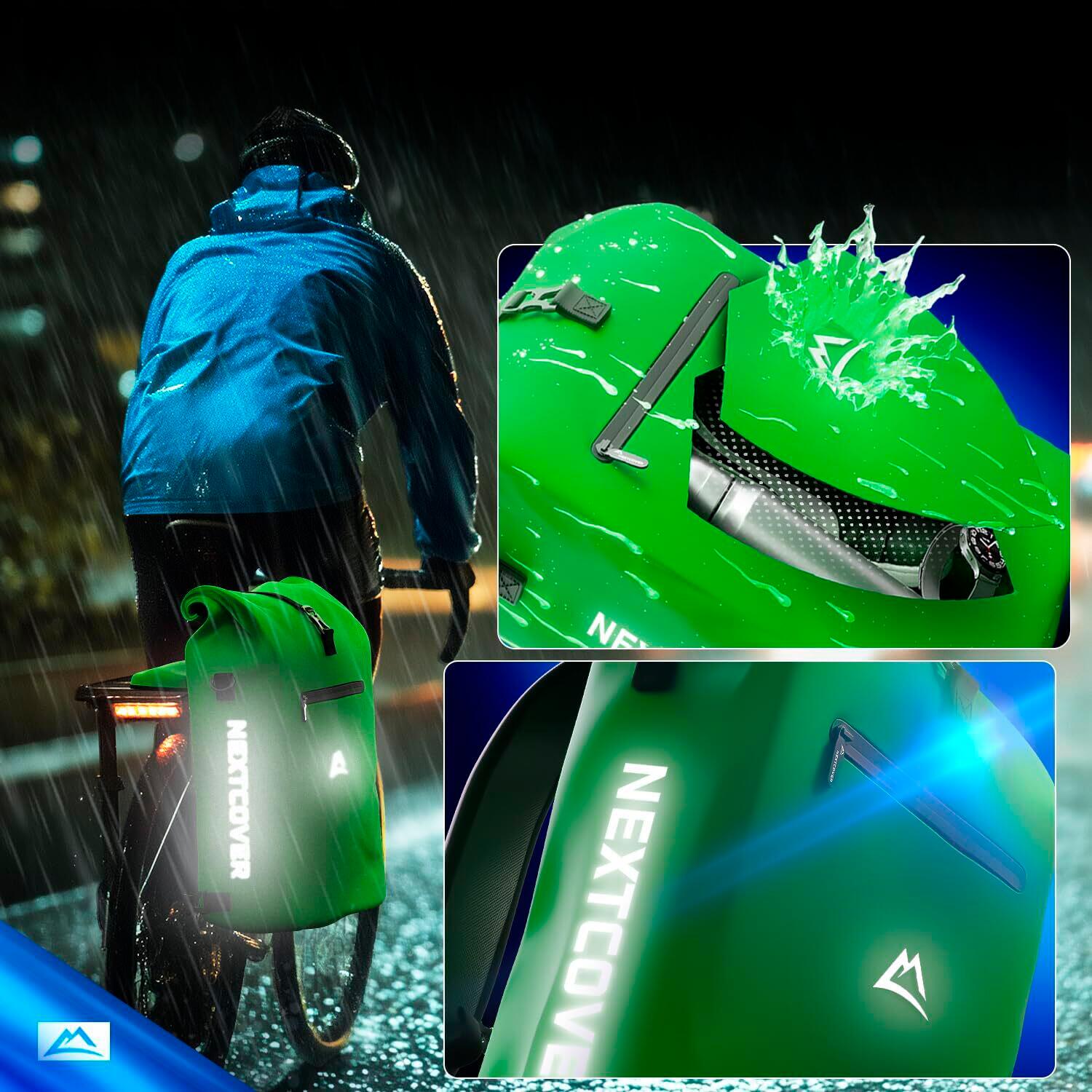 Nextcover® NEU 3in1 TPU Fahrradtasche für Gepäckträger Grün 5/5