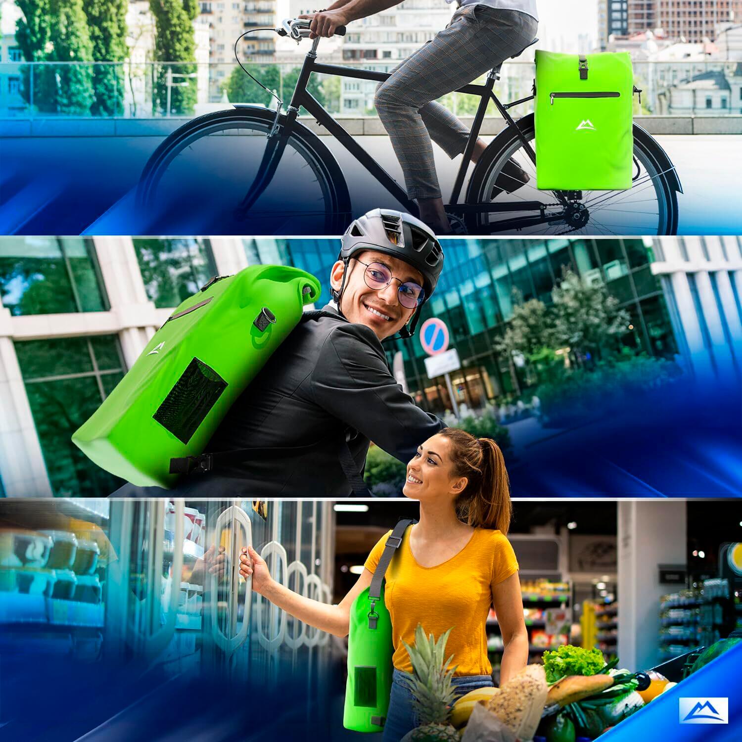 Nextcover® NEU 3in1 TPU Fahrradtasche für Gepäckträger Grün 2/5