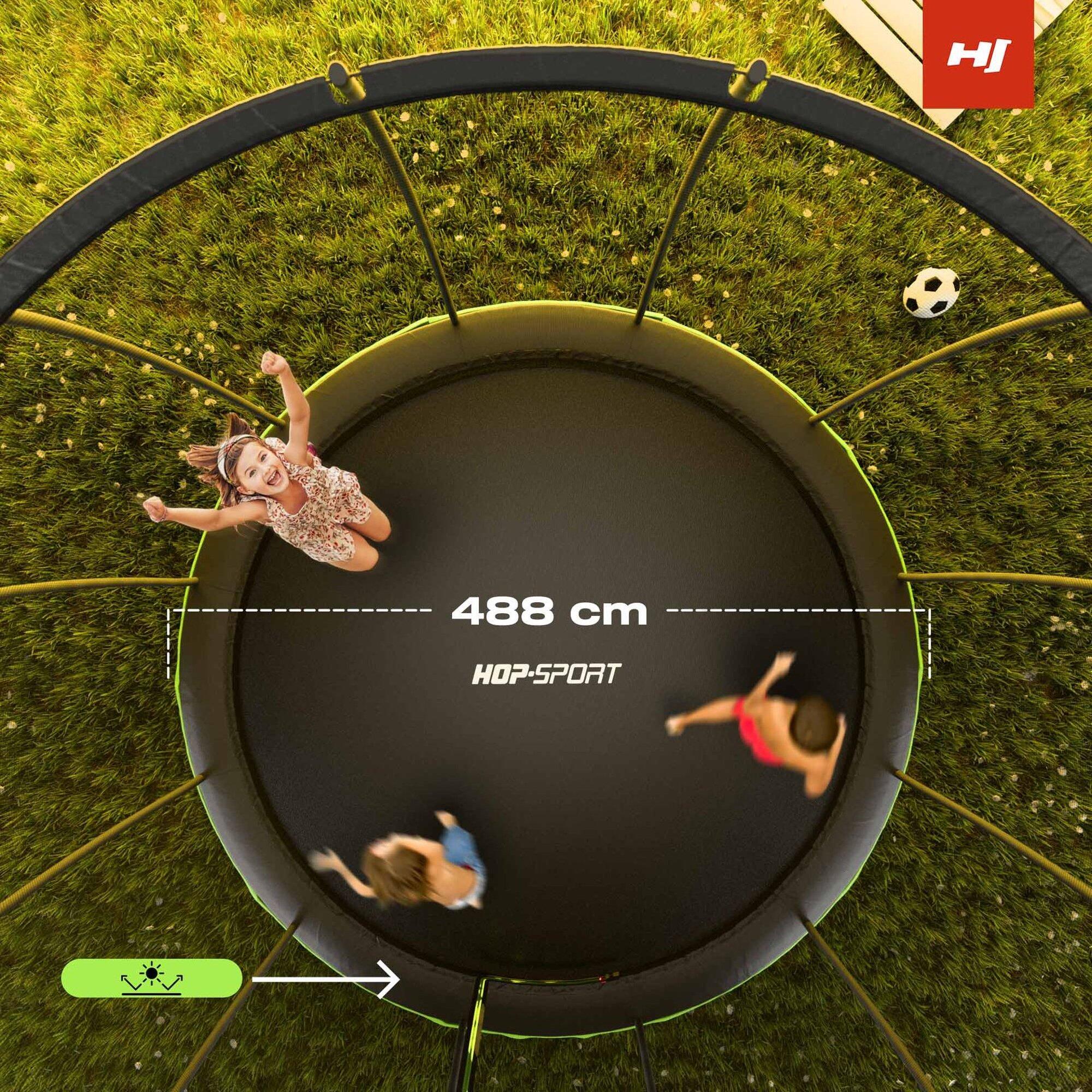 Trampolino da giardino 16ft (488cm) pumpkin - nero-verde con rete interna 2/7