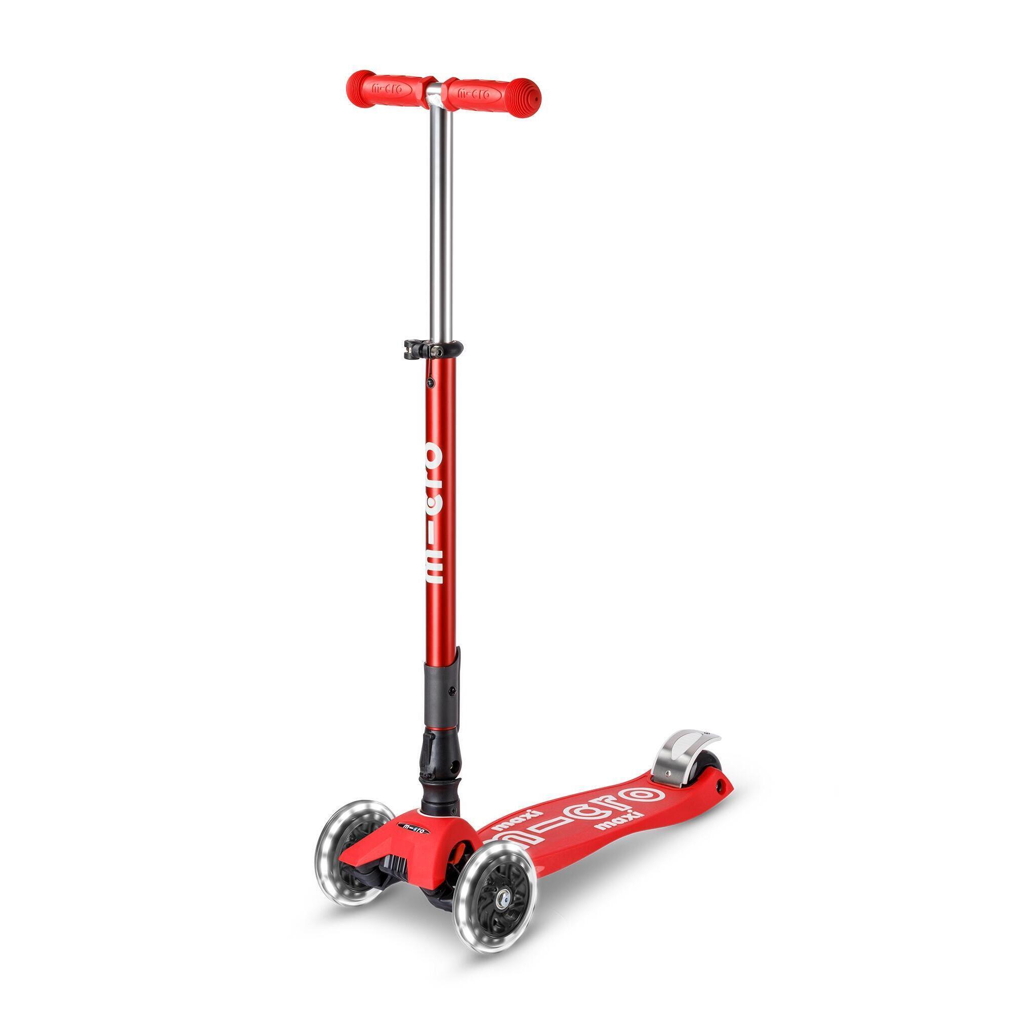 Micro - Trottinette Enfant Maxi  Deluxe Pliable  Led - Trottinette - Rouge - Taille Unique - Decathlon