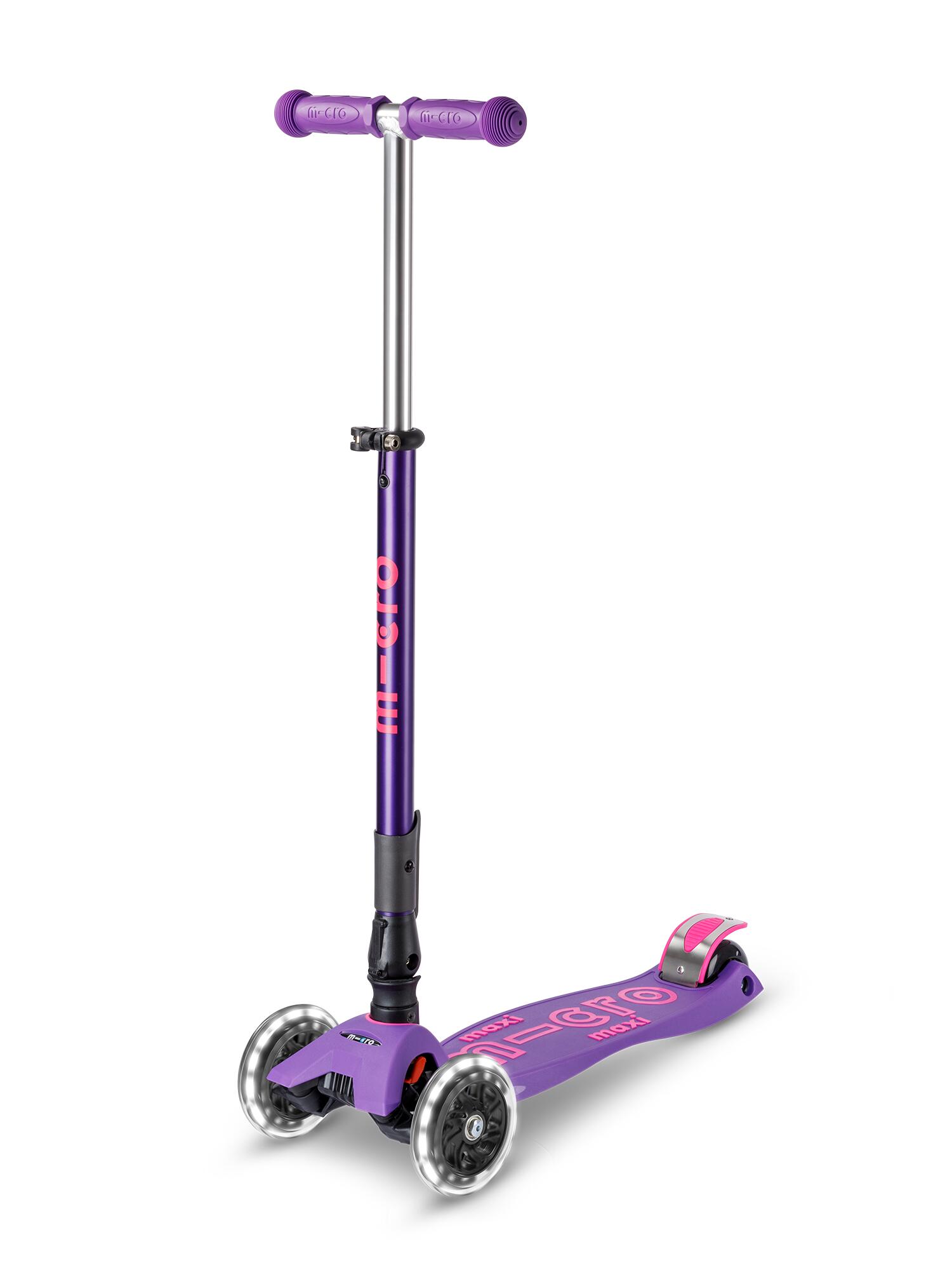 Trotinete criança micro maxi deluxe led lilás trotinete dobrável de 3 rodas