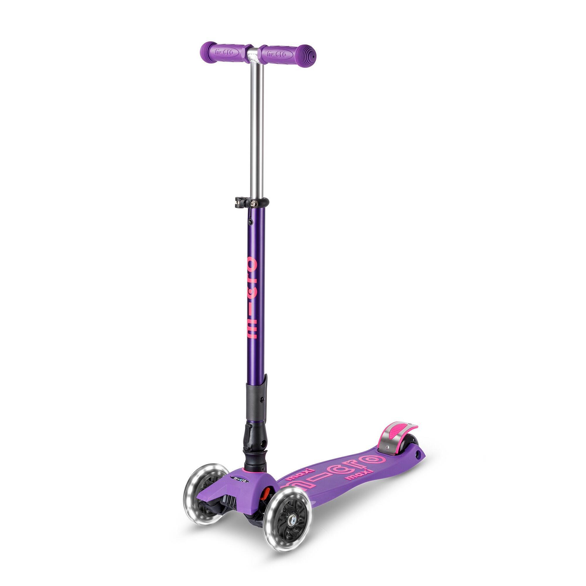 Micro - Trottinette Enfant Maxi  Deluxe Pliable  Led - Trottinette - Violet - Taille Unique - Decathlon