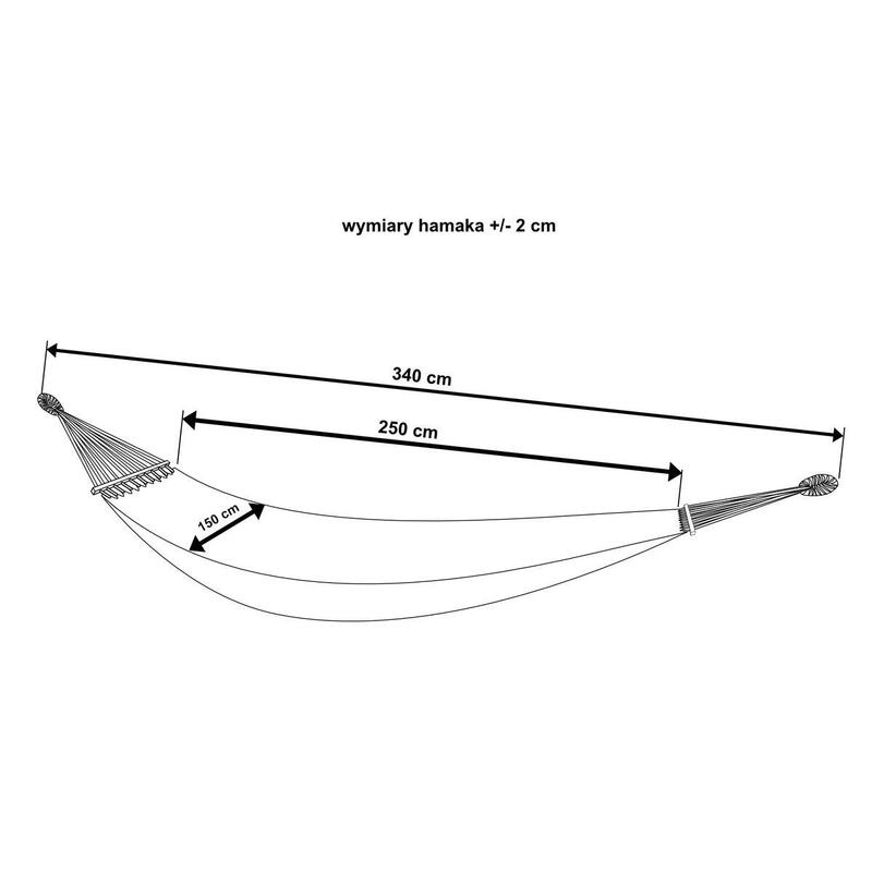 Hamak kempingowy Royokamp 2-osobowy 250x150cm z drążkiem i pokrowcem