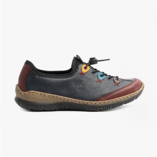 Rieker Damen Halbschuh Slipper Schuhe N3271-35 Blau Kombi