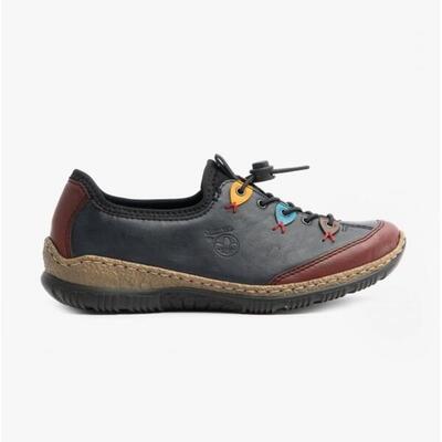 Rieker Damen Halbschuh Slipper Schuhe N3271-35 Blau Kombi