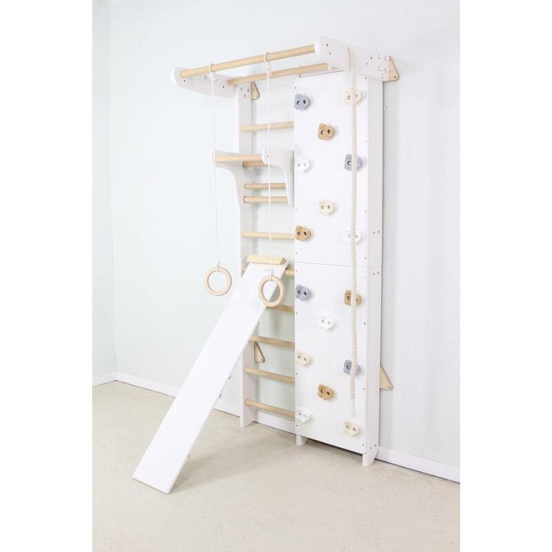 Copii Fitness Spalier Gimnastică Perete Escaladă Kombik 2 Alb Lemn Set