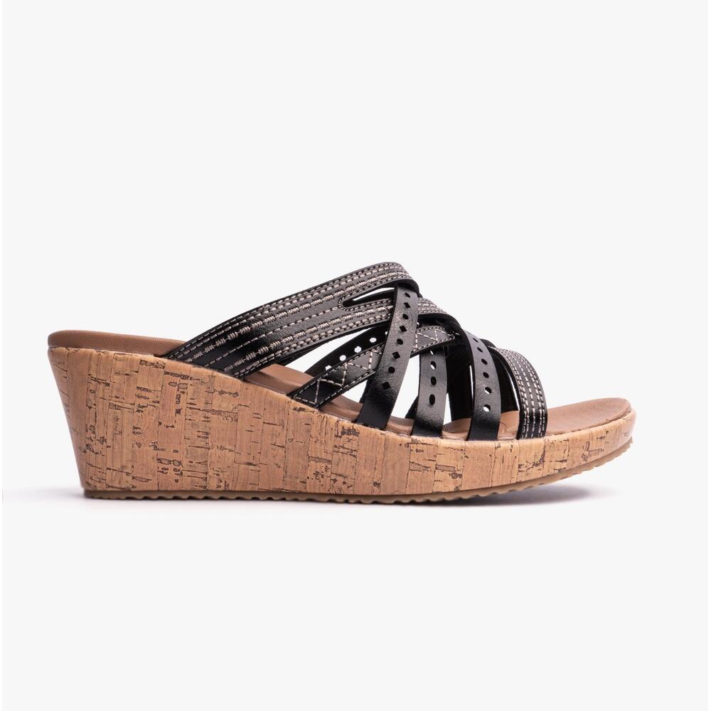 SKECHERS 119578/blk Womens Slip On Sandals