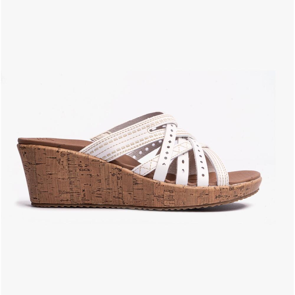 SKECHERS 119578/wht Womens Slip On Sandals