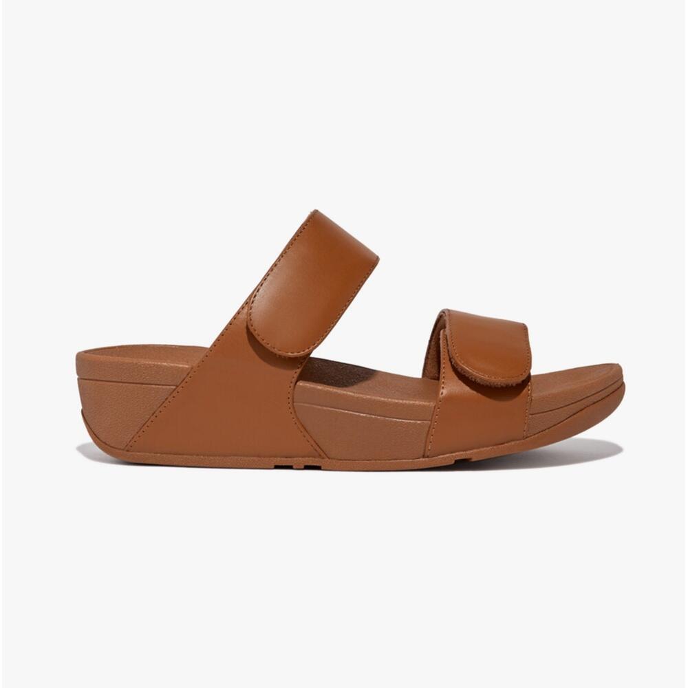 Lulu Adjustable Leather Womens Strap Slides