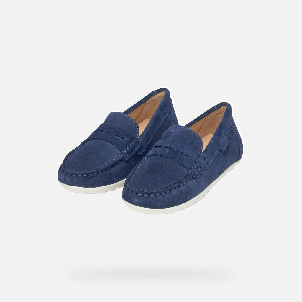 Mocassins Garçon J NEW FAST BOY Bleu Marine/Blanc 3/7