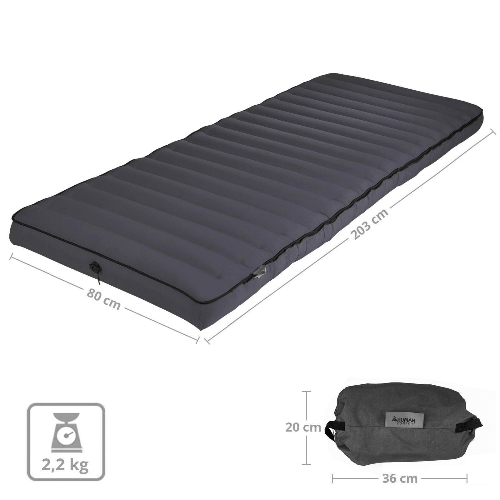 Letto ad aria da Campeggio Chatou materasso ospiti cotone 2/7