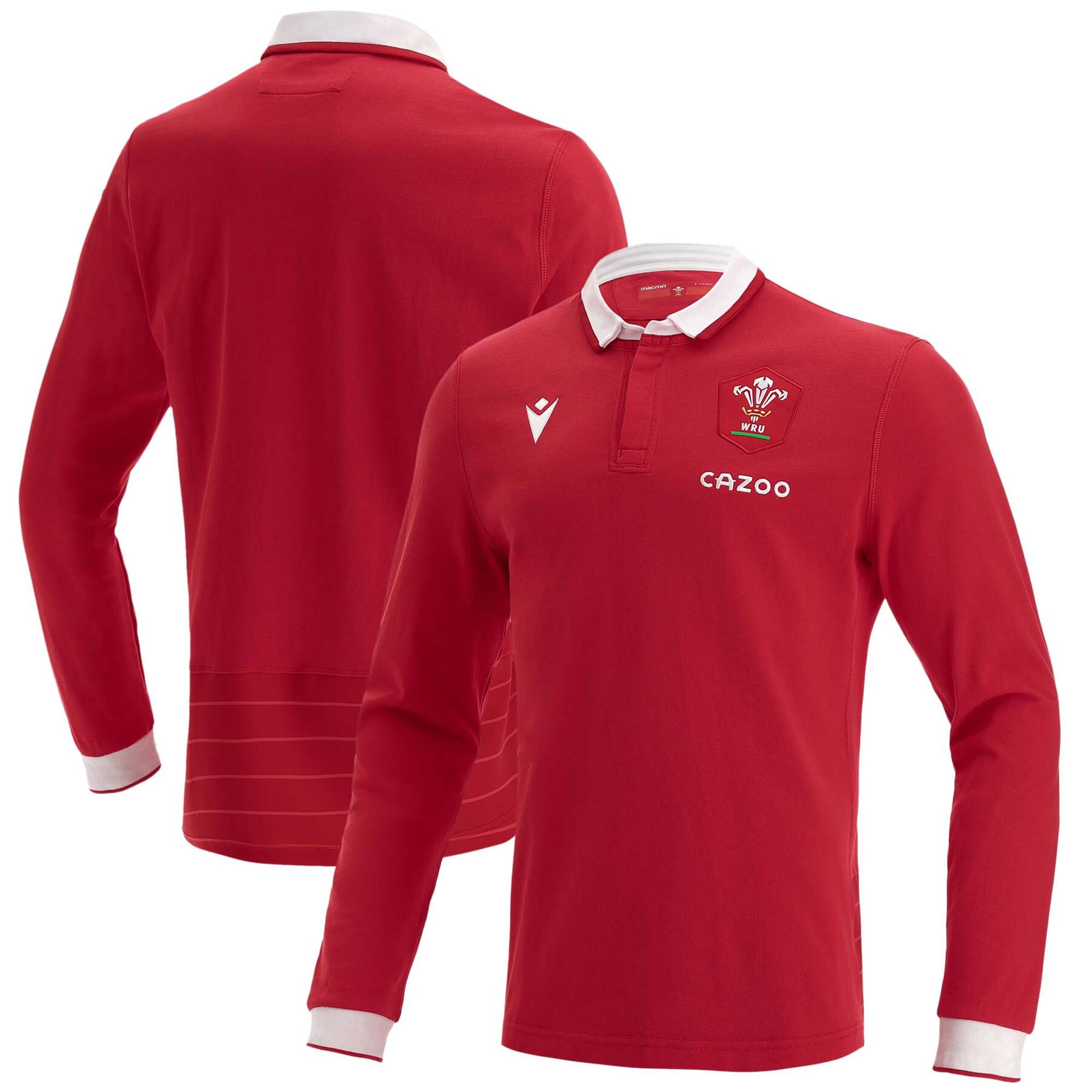 Wales Rugby Men's Classic Long Sleeve Jersey Macron Home 1/3