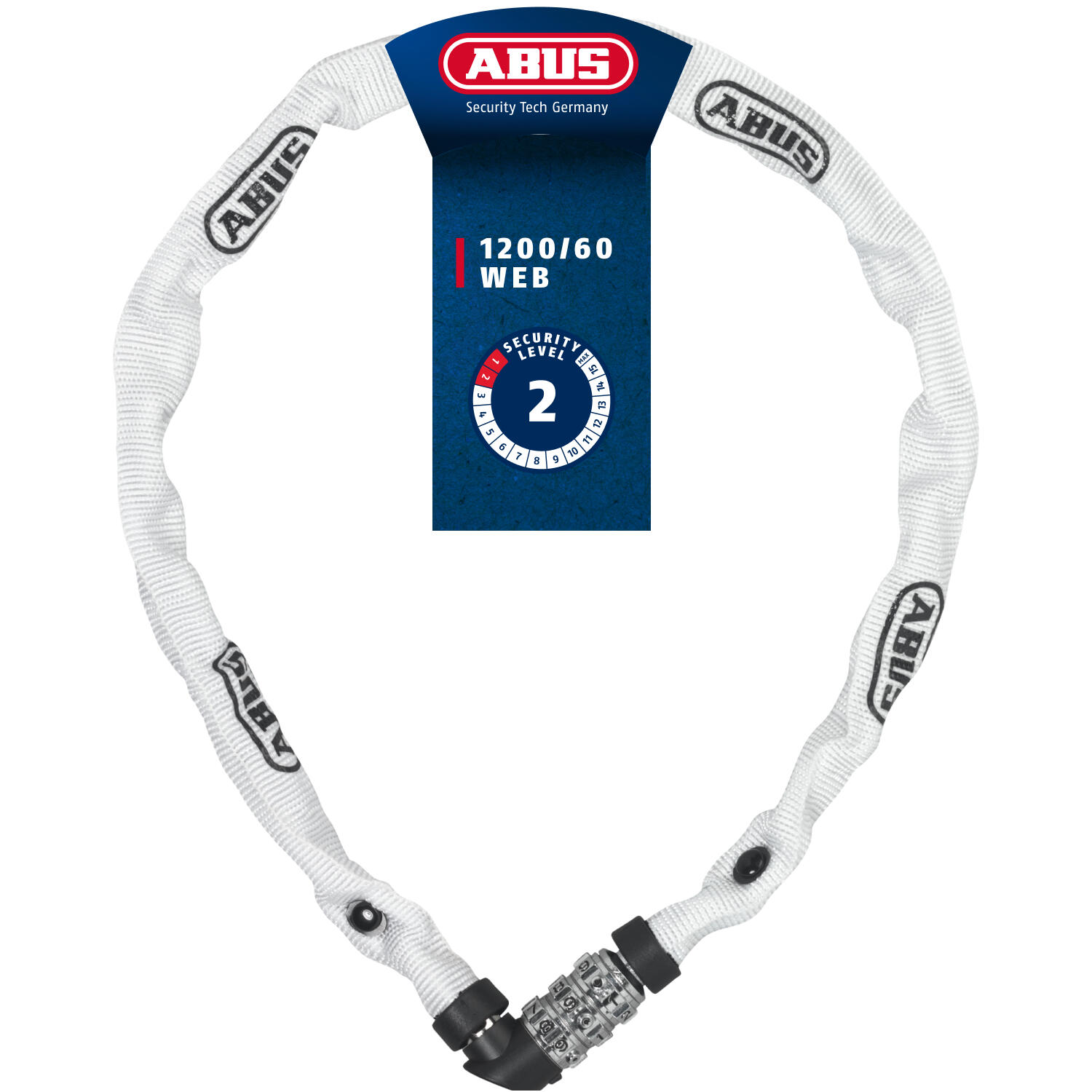 ABUS Candado de cadena numérico 1200 60 blanco - Seguridad para bicicletas